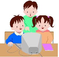 children at computer in class clipart ms